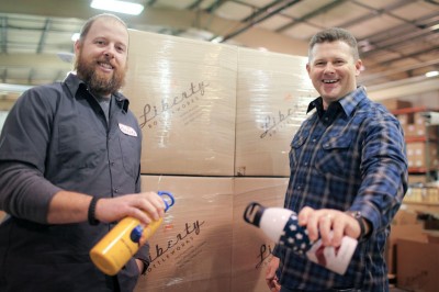 Frustrated with the outsourcing of American manufacturing jobs, Ryan Clark and Tim Andis founded Liberty Bottleworks. The company makes recycled aluminum bottles locally using mostly US machinery, materials and labor. (Photo by Alex Stonehill)