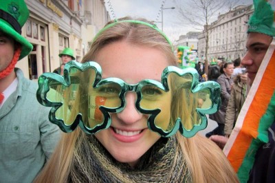 The author rocks appropriate St. Patrick's Day regalia in Dublin last year. (Photo by Anna Chatilo)