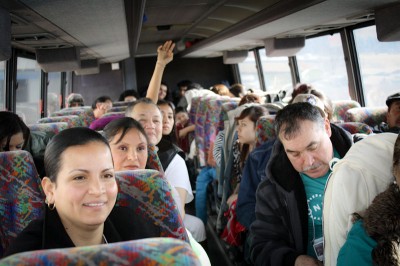 The Keeping Washington Families Together tour bus heads from Wenatchee to Yakima. (Photo courtesy OneAmerica)