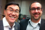 Jack Sim aka Mr. Toilet and Chief Sealth teacher Noah Zeichner at World Water Week. (Photo by Sarah Stuteville)