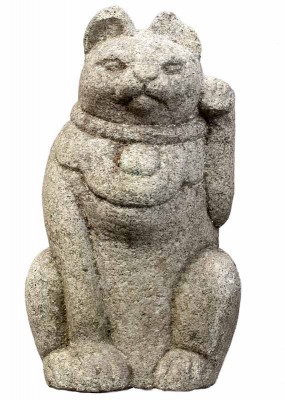 A stone maneki neko, from the collection of Billie Moffitt, on display at BAM. (Photo by Lynton Gardiner)