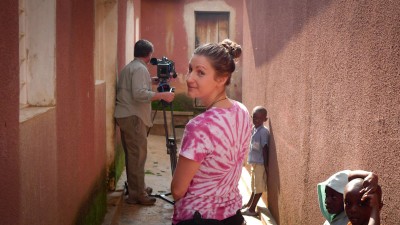 "Finding Hillywood" directors Chris Towey and Leah Warshawski on location in Rwanda January 2010. (Photo by Todd Soliday)