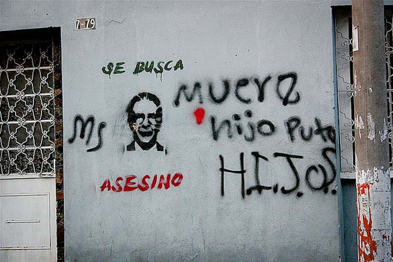 Graffiti in Guatemala by the youth group HIJOS calling Rios Montt an “assassin.” (Photo by Surizar )