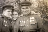 Young Buzya Shapovalova (center) with fellow Russian Army soldiers.