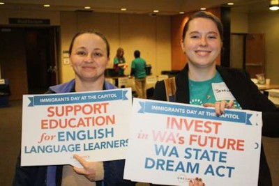 Students in Olympia lobbying lawmakers to support funding for ELL programs. (Photo courtesy OneAmerica)