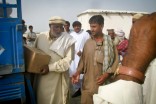 Relief supplies are delivered to earthquake victims in Awaran. Pakistan's military is coordinating relief efforts but international funding drives have been lacking. (Photo courtesy Hina Baloch)