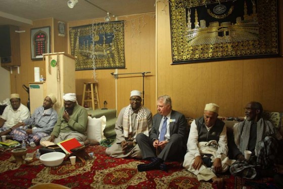 Ed Murray joined community leaders for an Ethiopian Dinner and Mosque service at the Afrique Service Center on a recent Friday.(Photo by Ibrahim Diis) 