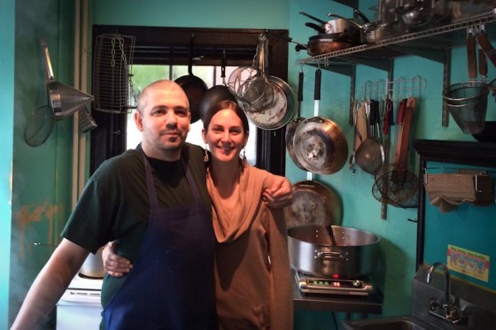 Kevin Burzell and Alysson Wilson in Kedai Makan's tiny kitchen. (Photo by Ruchika Tulshyan)