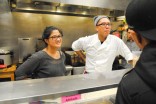 Chera Amlag and Geo Quibuyen in the kitchen at Inay's during the Pop-Up restaurant. (Photo by Anna Goren)