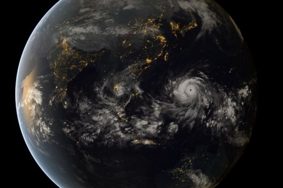 A satellite photo shows Typhoon Haiyan approaching the Philippines on November 7th. (Photo via Japan Meteorological Agency)