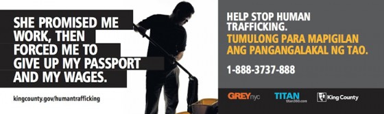 Tagalog language posters from the King County Anti-Trafficking campaign.