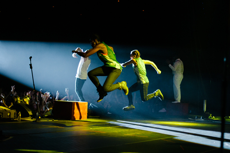 Dancer Anna Matuszewski, onstage with Macklemore (Photo courtesy of Amir Zahed)
