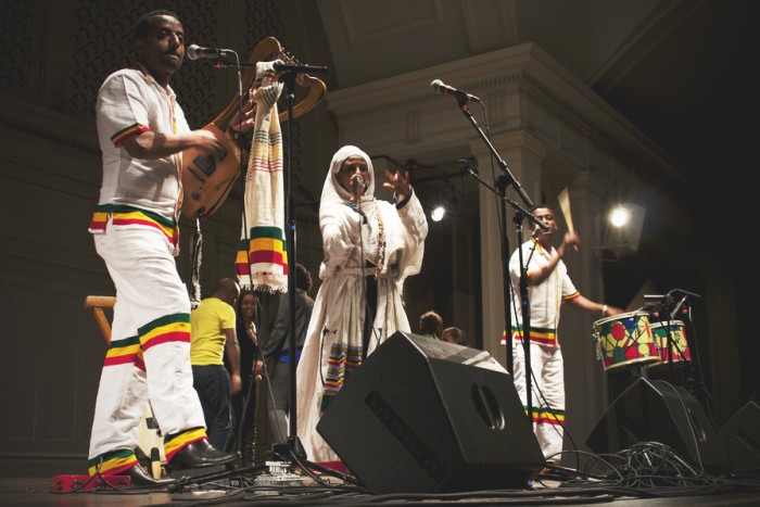 The Krar Collective perform a traditional song from the Northern Ethiopian region of Tigray. (Photo by Aida Solomon)