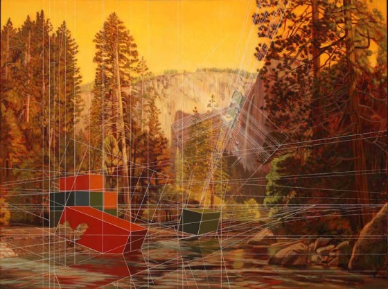 Merced River with Containers. (Painting by Mary Iverson)