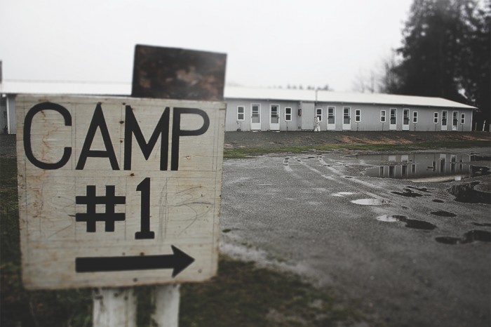 This vacant labor camp at Sakuma Bros. Farm in Burlington houses farm workers during the harvest season. Farm owners recently added two new cabins. Sakuma says all camps are up to state regulation. (Photo by Ashley Stewart)