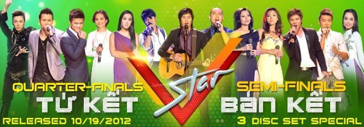 Trina Buiquy (fifth from left) on a promotional poster for Vstar, a popular Vietnamese-American singing competition. (Photo courtesy of Thuy Nga Entertainment)