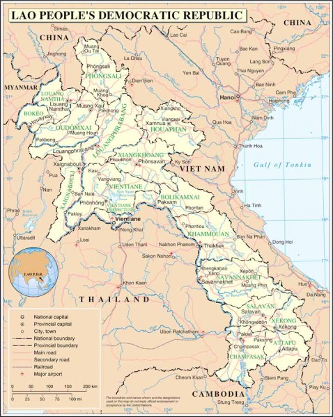 Laos (Map courtesy Wikipedia)