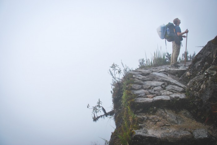 Author Gustav Cappaert paused on the Inca Trail day three near Phuyupatamarca. (Photo by Chris Lewis)