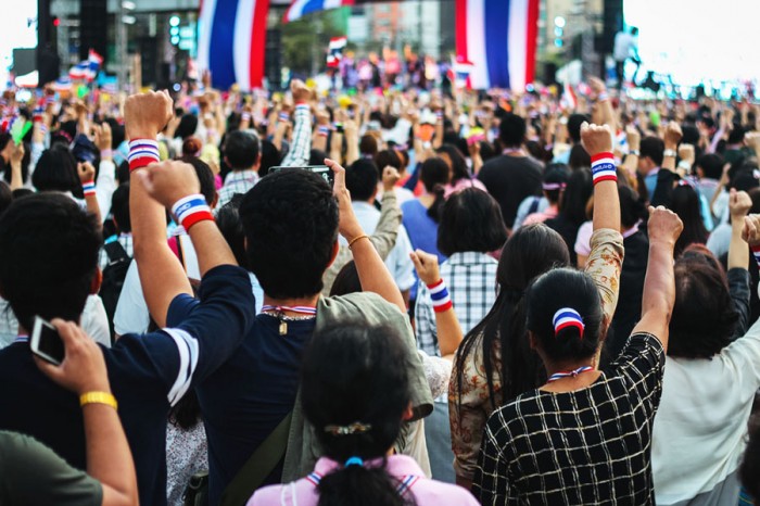 Protestors gather at a Shutdown Bangkok event on Jan. 16, 2014. 