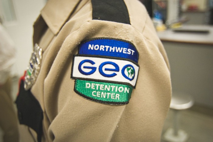 A guard at the Northwest Detention Center, a private facility owned and operated by the GEO Group, on contract from Immigration and Customs Enforcement. (Photo by Alex Stonehill)