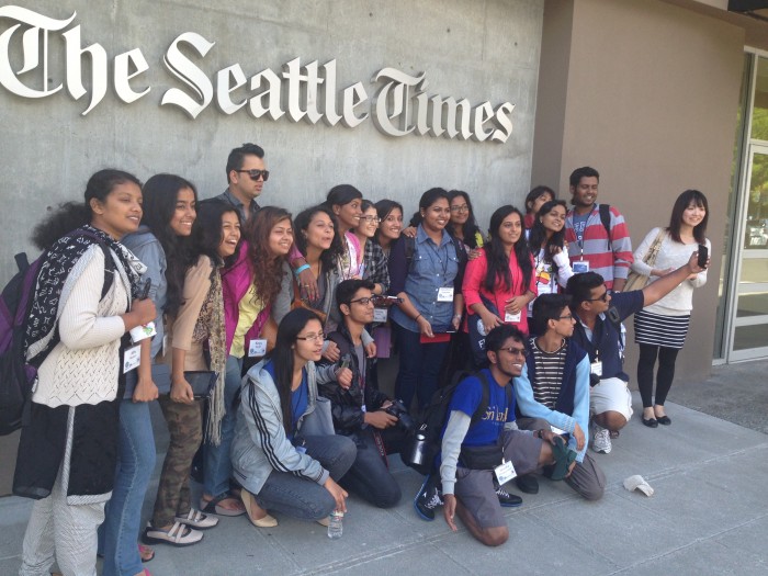 SUSI students visited The Seattle Times newsroom. (Photo by Jessica Partnow)
