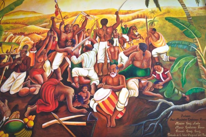 A painting in the Palmillas Musem depicts the slave revolt in 1609 that lead to Yanga becoming "el primer pueblo libre de los Americas." (Photo by Reagan Jackson)