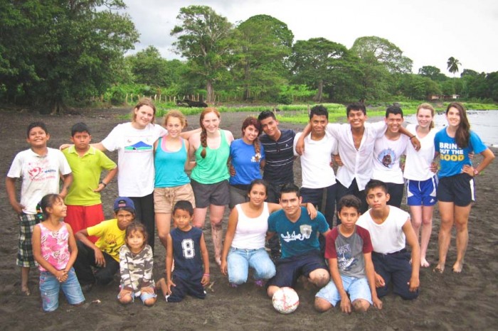 A youth delegation from Bainbridge Island after a beachside soccer game with Ometepe Islanders. (Photo courtesy Emma Spickard)