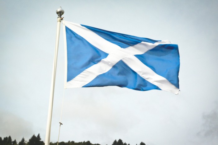 The regional flag of Scotland for centuries, St. Andrew's Cross could soon be the flag of the world's newest independent nation. (Photo from Wikipedia)