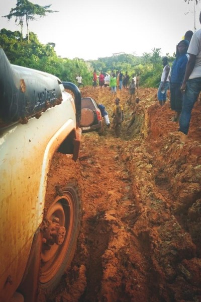 Conditions on Liberia’s national highway makes dealing with Ebola in remote areas nearly impossible. (Photo by Karin Huster)