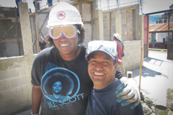 The author (left) with Aurelio Hernandez, in country director of Global Visionaries, building a school in Guatemala while directing a program for Seattle students to volunteer abroad.