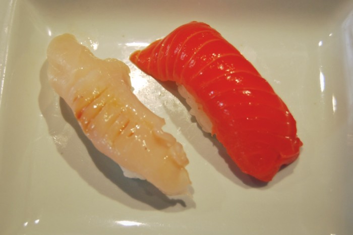 Basic geoduck and salmon sushi at Shiro's. (Photo by Ana Sofia Knauf)