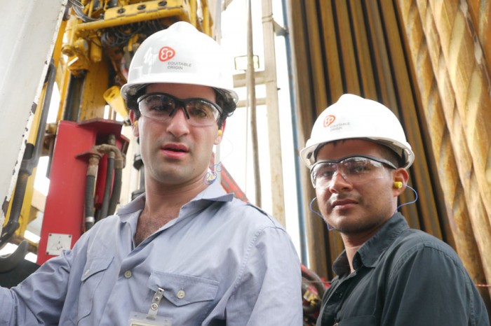 David Poritz (left) and Hugo Lucitante at Petroamazonas oil site. (Photo courtesy Oil & Water)