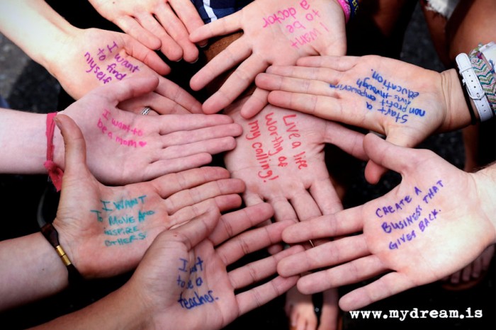 #DreamsUnlimited attendees in Bellingham share their dreams by writing them on their hands. (Courtesy photo)
