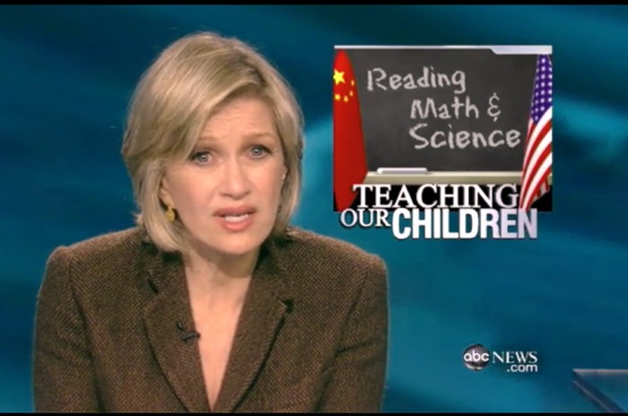 Diane Sawyer introducing ABC’s report on China’s students “leaving (American) teens in the dust.” (Screenshot from ABCnews.com)