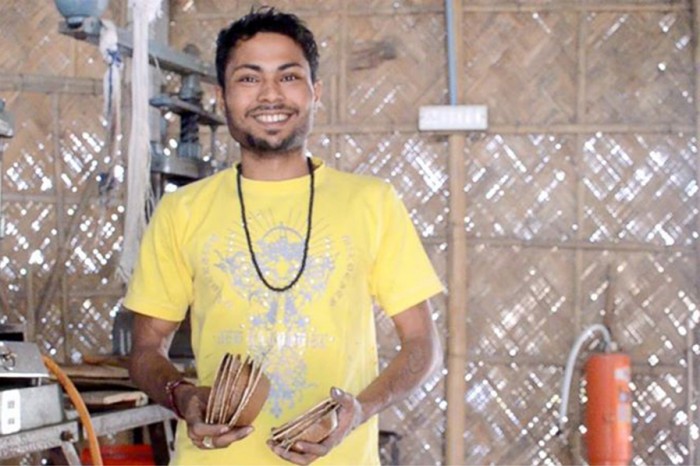 Twenty-two-year-old Tanjit Pathak was originally a leaf washer at the Tamul factory. After six months, he became a machine operator. (Upaya courtesy photo)