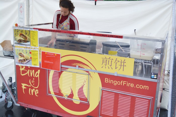 Bing of Fire is the only food cart in Seattle that sells Chinese crepe, which is also called Jian Bing. (Photo by Katy Wong) 