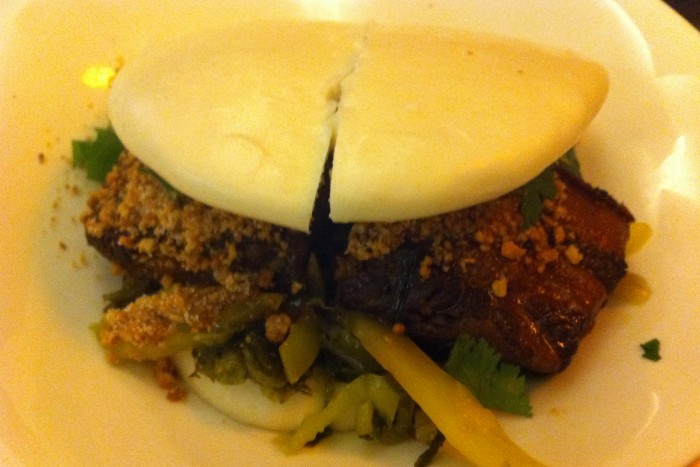 Taiwanese Pork Burger is a specialty at Facing East. (Photo by Judy Chia Hui Hsu)
