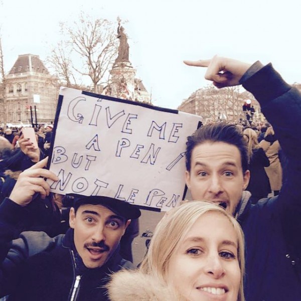 Julien Kojfer joined friends and family at the Unity March. While participants were united against radical Islam, they also resisted the extreme nationalism of Front National party president, Marine Le Pen. (Photo courtesy Julien Kojfer)