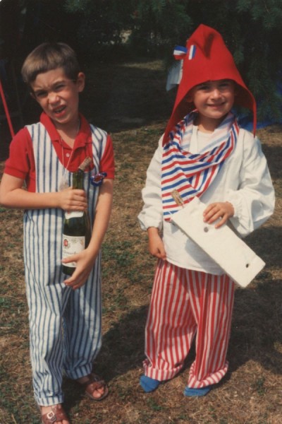 The author (left, during French bicentennial celebrations in 1989) torn between differing French and American concepts of free speech. (Courtesy photo)