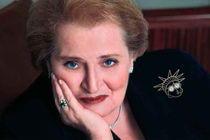 A collection of Madeleine Albright's pins are on display at the Bellevue Arts Museum through June 7.