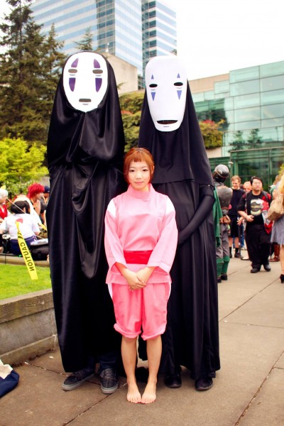 Sun and friends dressed up as Sen and No-Face from the animated film Spirited Away. (Photo courtesy of Martina Sun)
