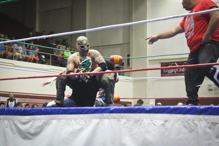 Wrestlers from the Renton-based Lucha Libre Volcánica studio perform in Tacoma for "Lucha de Sound." (Photo by Olivia Fuller)
