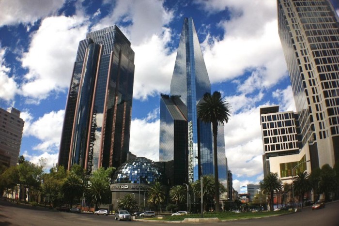 The shining skyscrapers in Mexico City are home to the Mexican Stock Exchange, which has seen steady growth since a crash in 2008. (Photo by Alex Stonehill)
