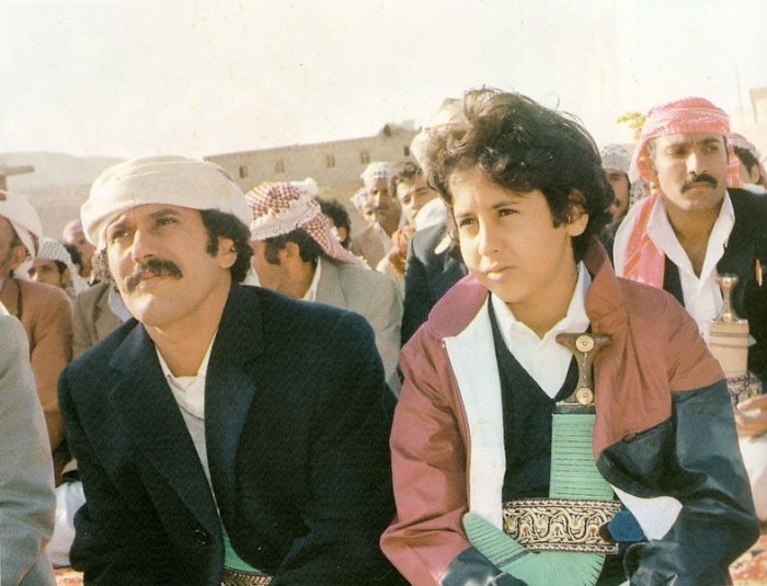 Young Ali Abdullah Saleh and his son Ahmed, 1984. Houthi rebels who kicked off the crisis in Yemen are allied with Saleh and may bring him back to power. (Photo from Wikipedia)