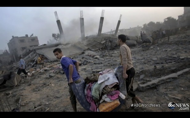 Devastation from Israeli airstrikes in Gaza was mistakenly presented by ABC World News as destruction in Israel in 2014. 