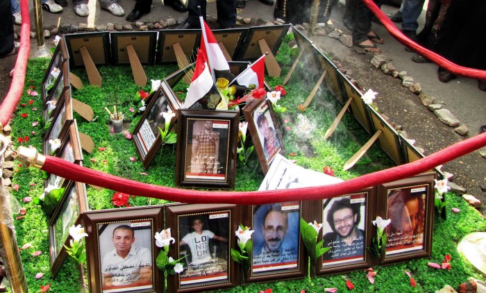 A memorial in Tahrir Square made by the demonstrators in honor of those who died during the Egyptian Revolution in 2011. (Photo via Wikipedia)
