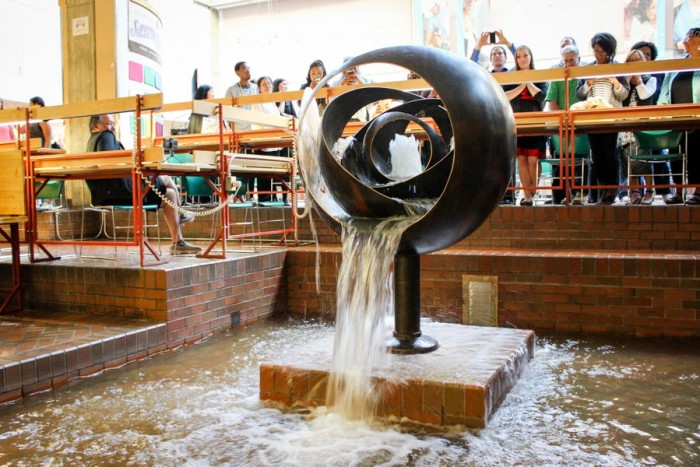 Seattle Central College's Fountain by George Tstutakawa was recently rededicated. (Photo by Alia Marsha.)