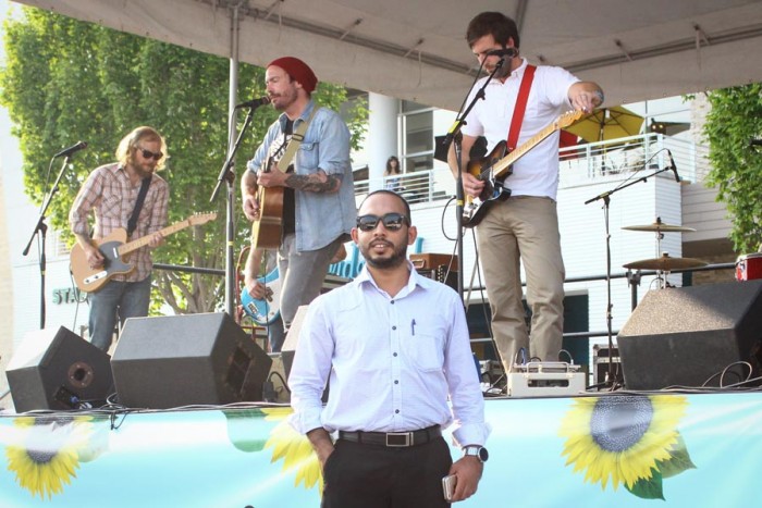 Maldivian journalist Ibrahim Waheed caught the Seattle band named after his country at their show in University Village last month. (Photo by Saroj Karki)