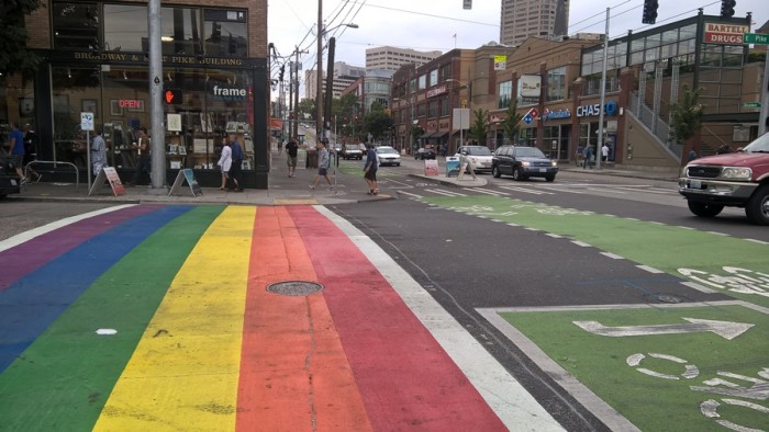 Rainbow crosswalks in Capitol Hill by Adriana Eternity Hazra.