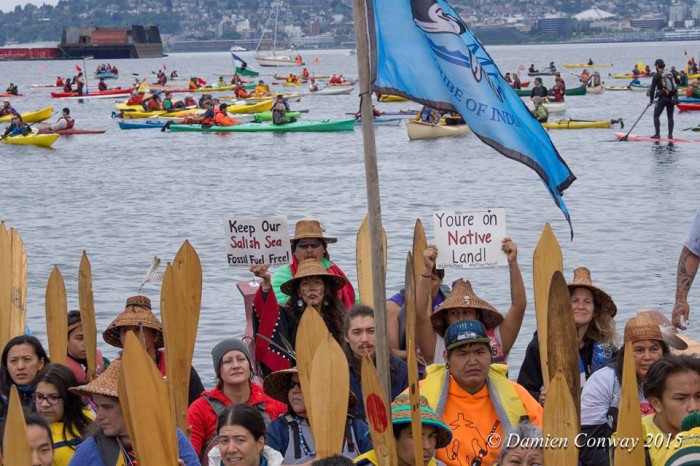 Nannauck and her team of spiritual activists protesting the shell drilling the arctic